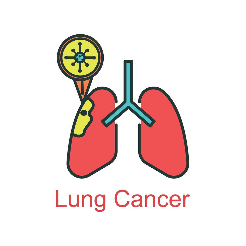 lunga cancer ikon platt Färg vektor