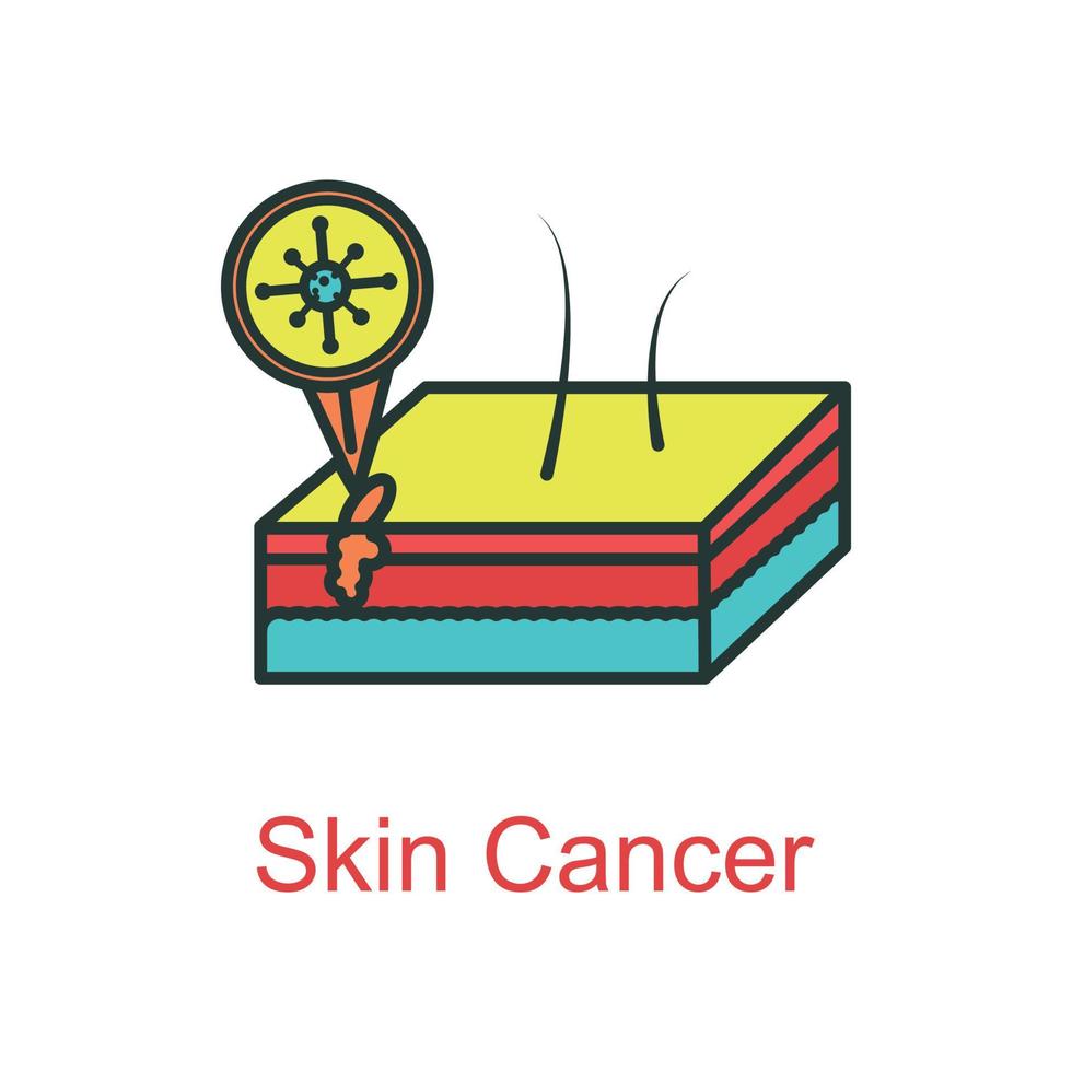 hud cancer ikon platt Färg vektor