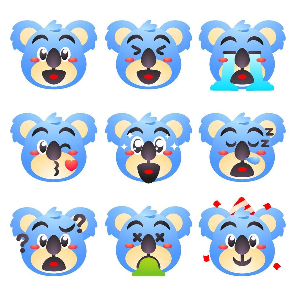 süß Koala Emoji Emoticon einstellen vektor