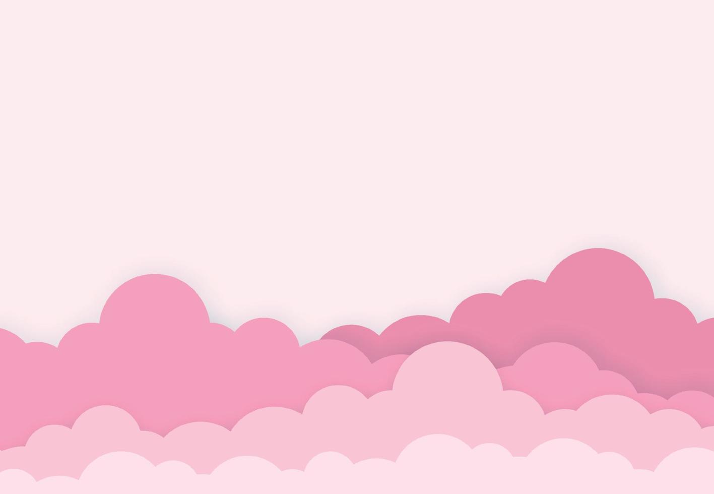 rosa himmel med moln för affisch, presentation, hemsida design begrepp tom Plats för text. vektor illustration