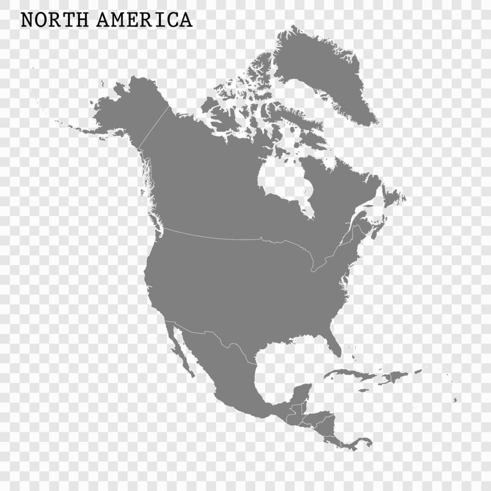 hög kvalitet Karta av norr Amerika vektor