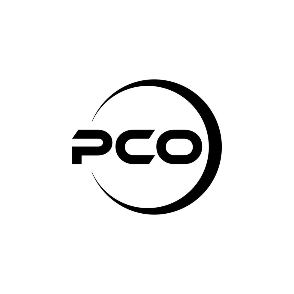 pco brev logotyp design i illustration. vektor logotyp, kalligrafi mönster för logotyp, affisch, inbjudan, etc.