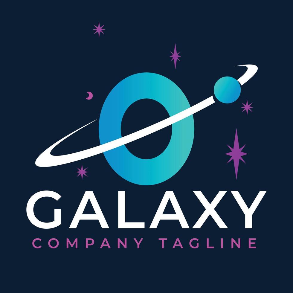 Galaxis Vorlage auf Ö Brief. Planet Logo Design Konzept vektor