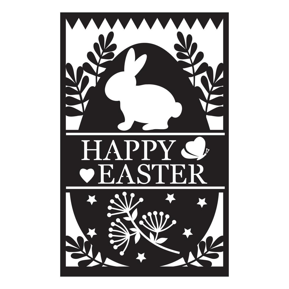 hälsning kort mall med påsk kanin, papperssår stil papper skärande, vektor illustration