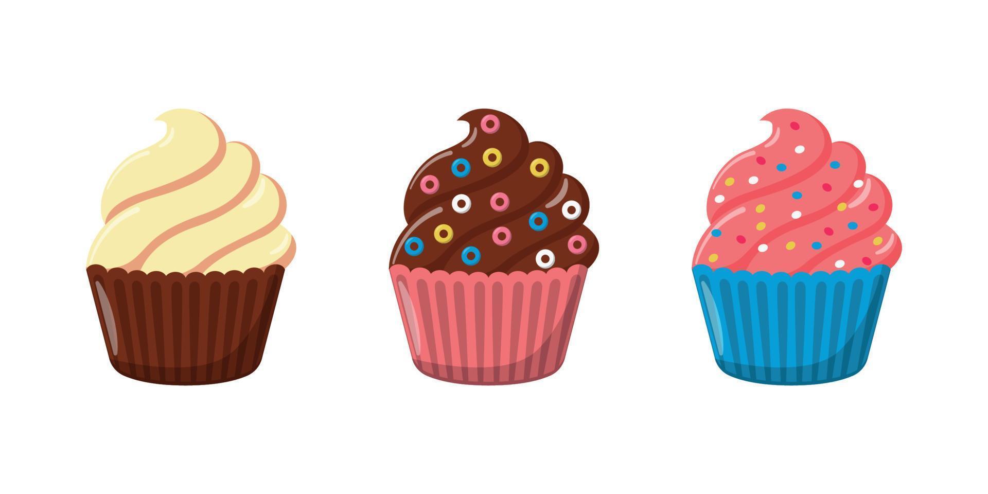 köstlich Cupcake Illustration Design mit Sahne Belag vektor
