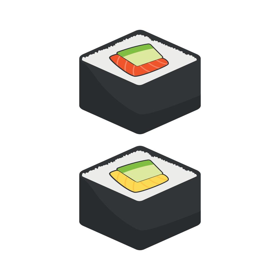 Sushi Illustration Design mit Fisch und Ei Füllung vektor