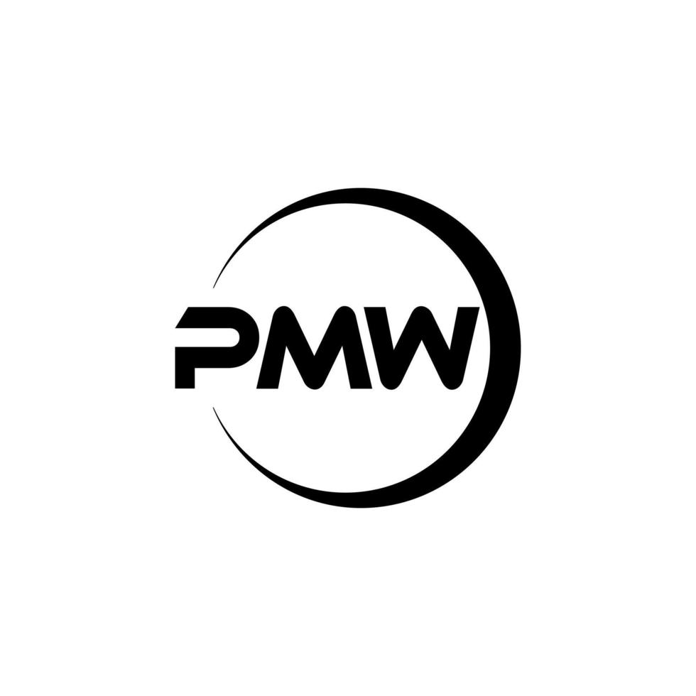 pmw brev logotyp design i illustration. vektor logotyp, kalligrafi mönster för logotyp, affisch, inbjudan, etc.
