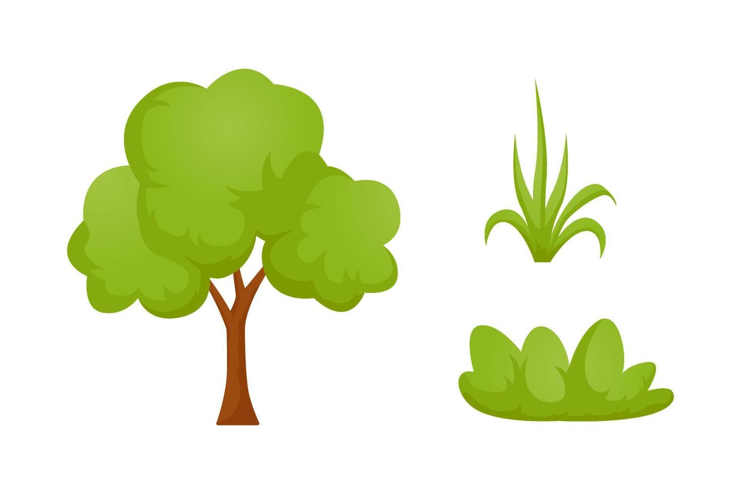 växt element vektor illustration design. träd, gräs, buskar