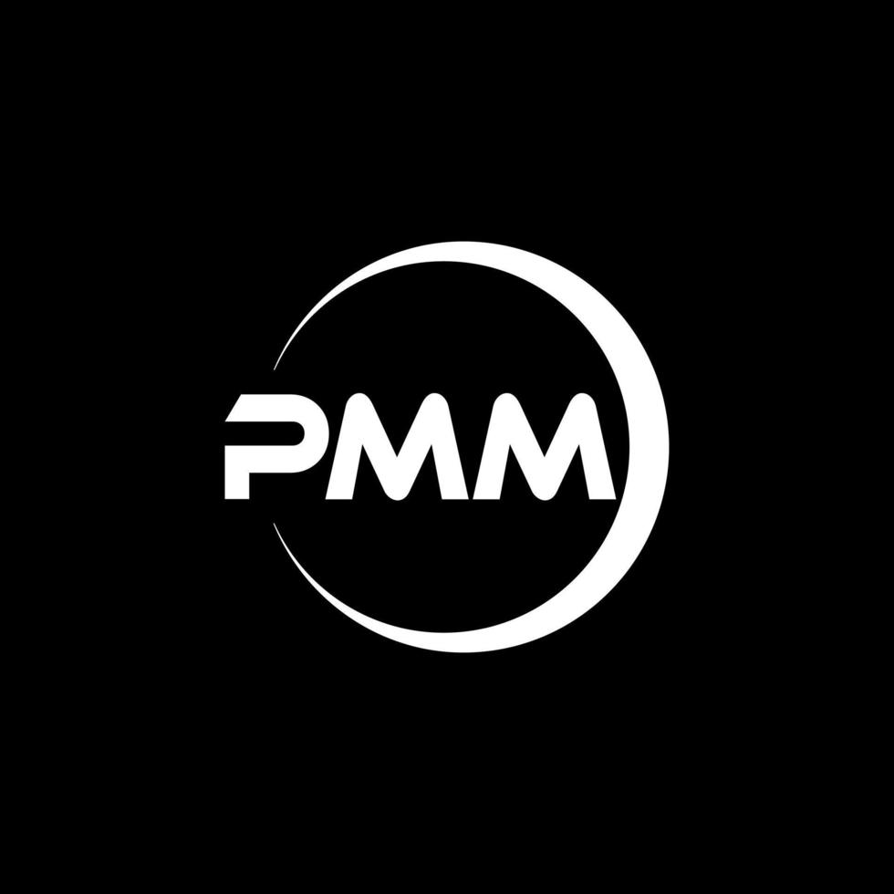 pmm brev logotyp design i illustration. vektor logotyp, kalligrafi mönster för logotyp, affisch, inbjudan, etc.