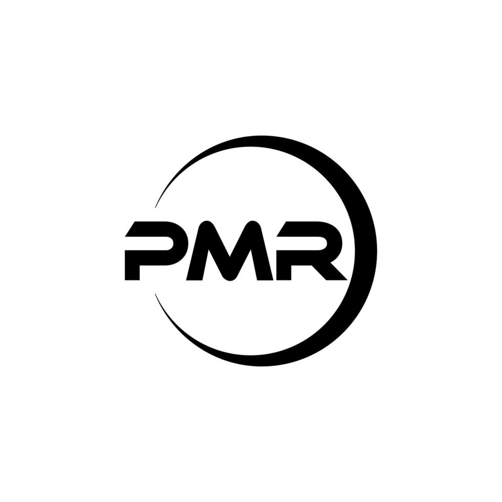 pmr brev logotyp design i illustration. vektor logotyp, kalligrafi mönster för logotyp, affisch, inbjudan, etc.