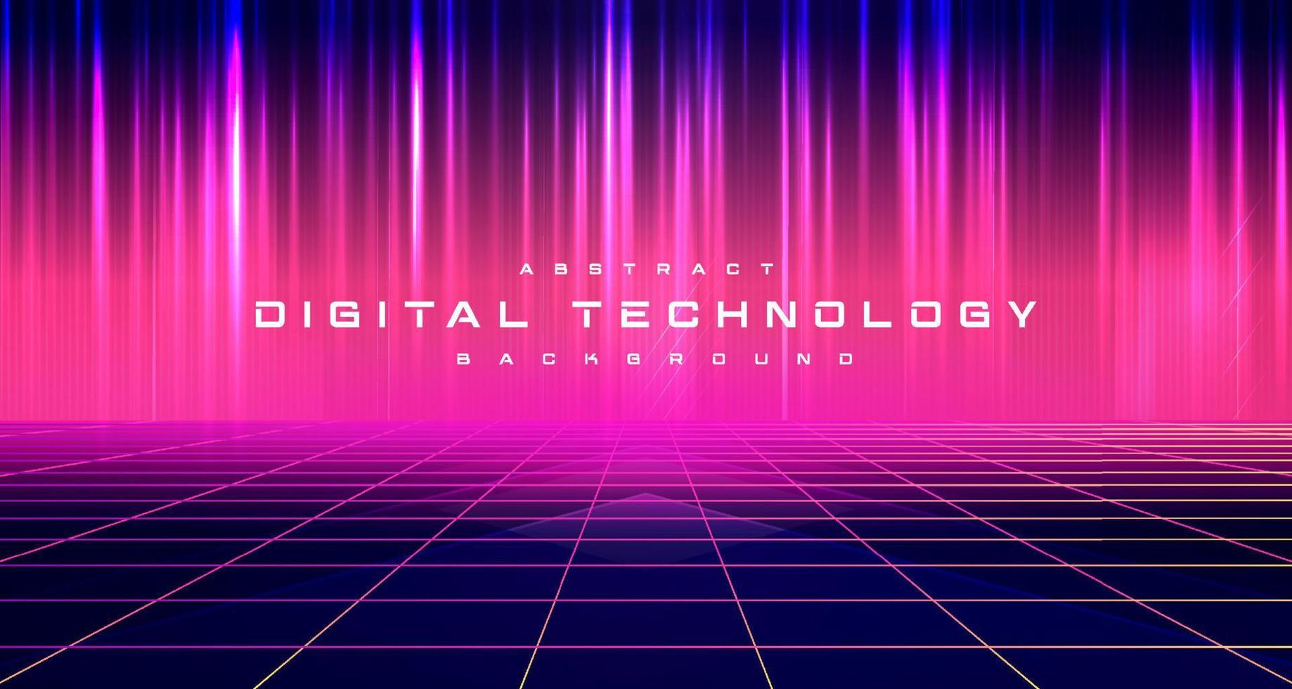 digitaler technologiemetaverse neonblauer rosa hintergrund, cyberinformationen, abstrakte geschwindigkeitsverbindungskommunikation, innovationszukunftsmetatechnologie, internetnetzwerkverbindung, ai große daten, illustration 3d vektor