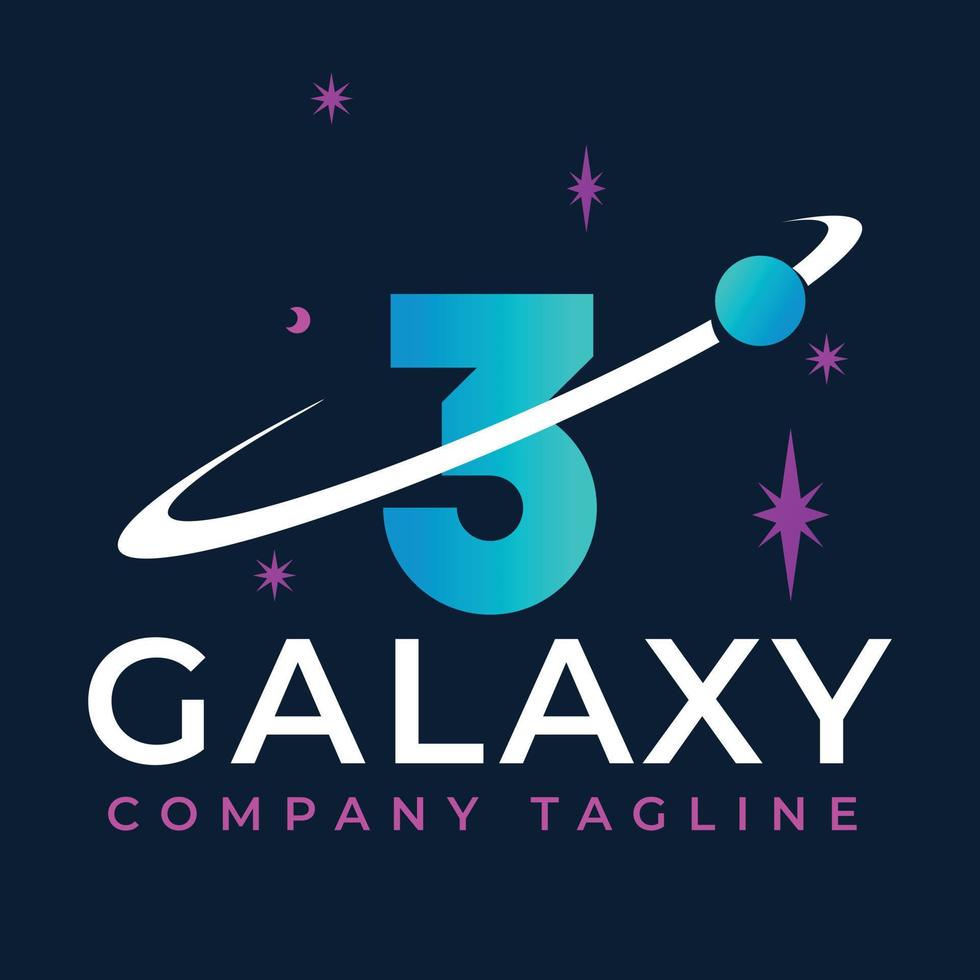 Galaxis Vorlage auf 3 Brief. Planet Logo Design Konzept vektor