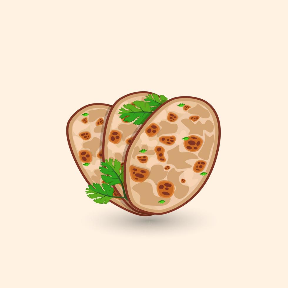 kreativ naan hand teckning illustration. Hej kvalitet naan skål kök friska kök bageri borstat kyckling gott naan bröd mat ikon element klämma konst vektor