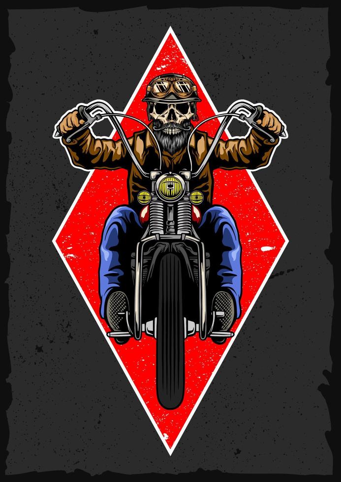 skalle ridning motorcykel vektor illustration