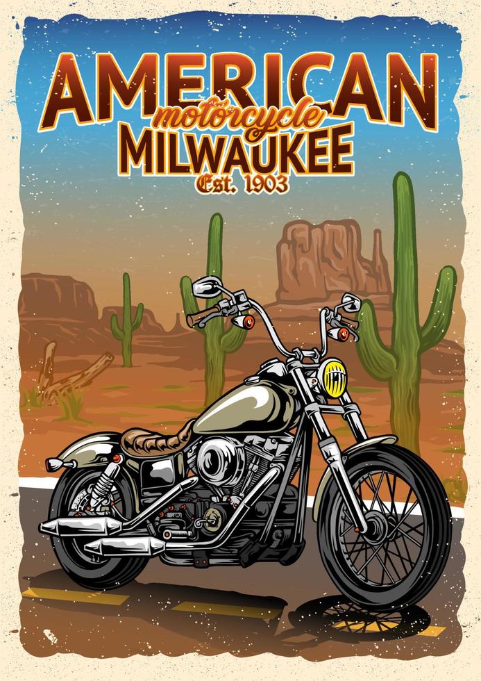 Motorrad beim amerikanisch Wüste Poster vektor