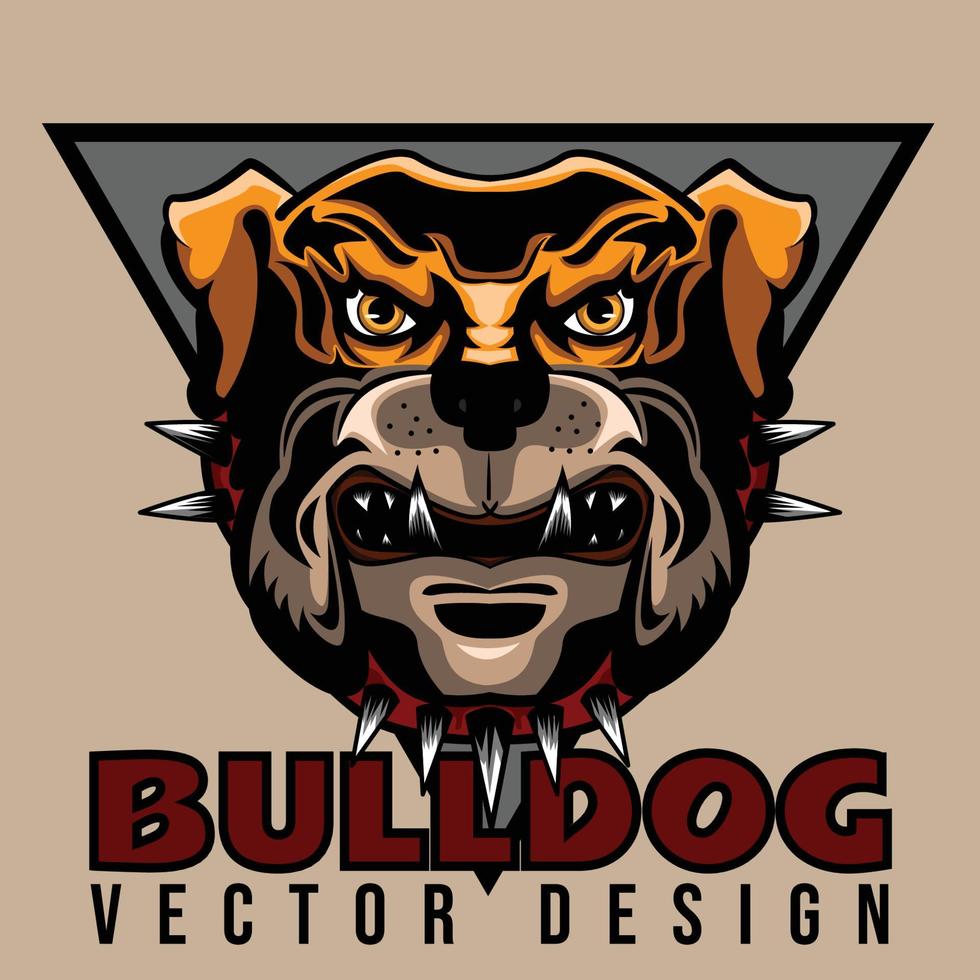 arg bulldogg huvud djur- vektor logotyp