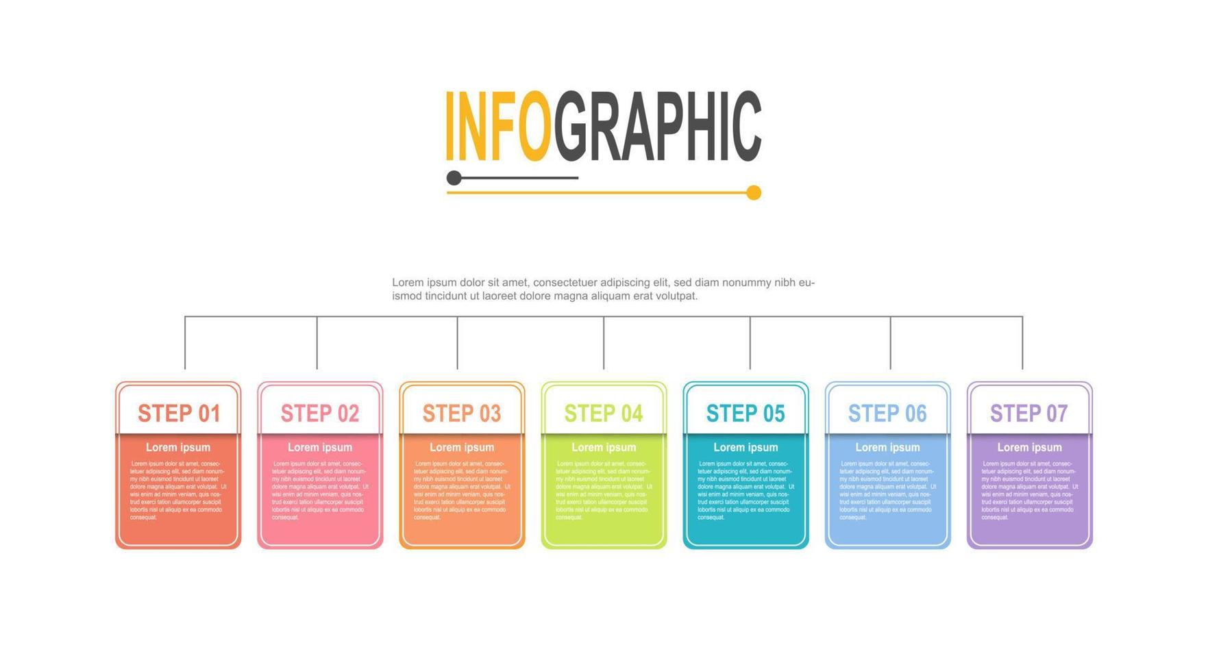 Infografik Diagramm Rechteck Vorlage 7 Schritt Geschäft Daten Illustration vektor