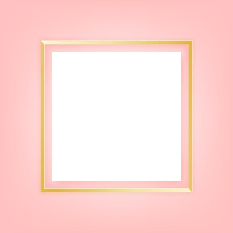 gyllene blank fyrkantig fotoram på rosa bakgrund. vektor