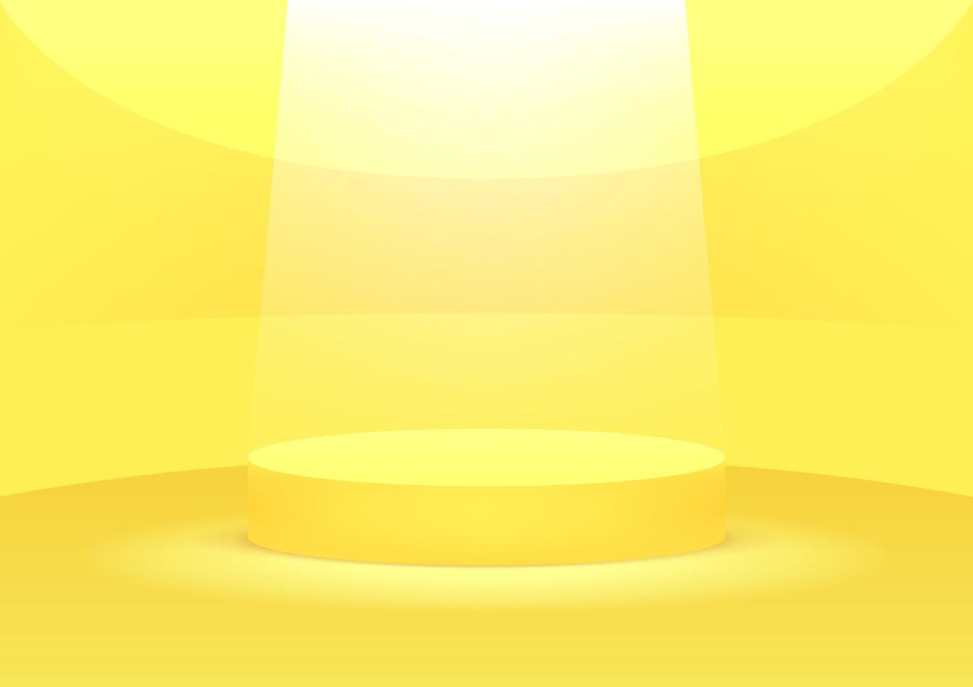 leerer gelber Hintergrund des Podiumstudios für Produktanzeige mit Kopienraum. Showroom Shooting rendern. Banner Hintergrund für Werbung Produkt. vektor