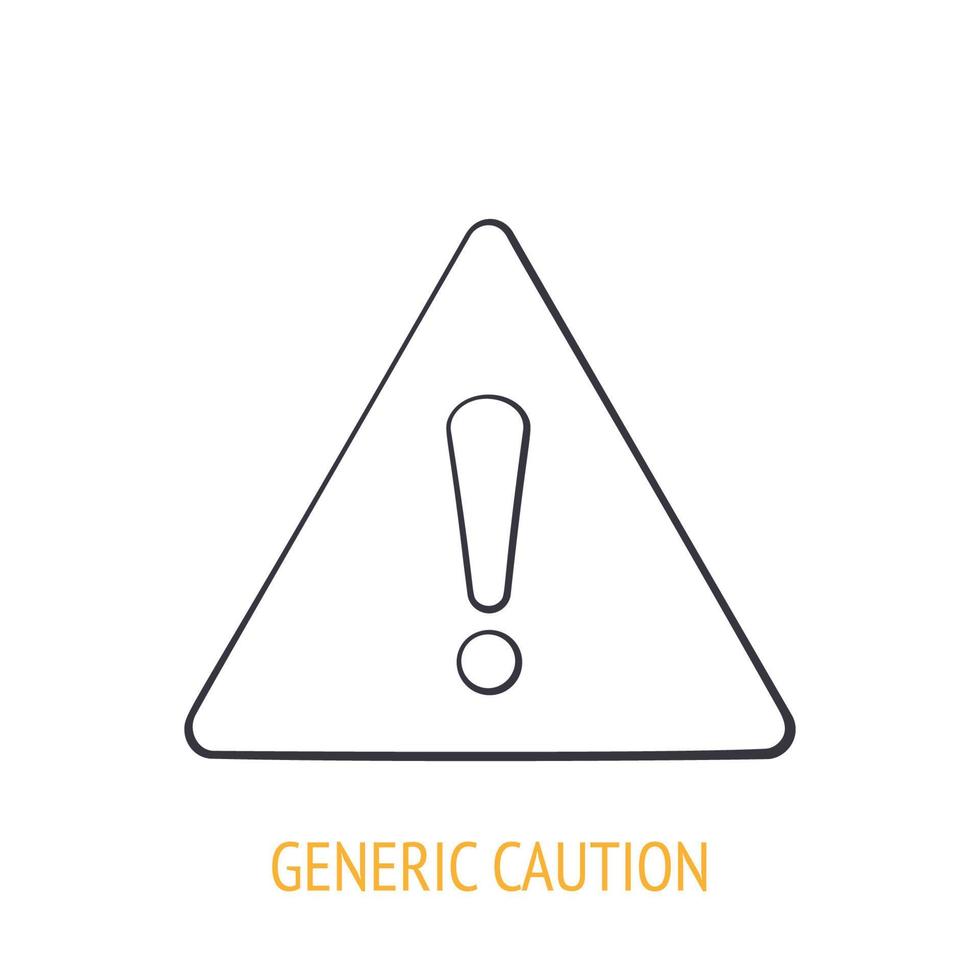 Warnung Zeichen mit Ausruf Kennzeichen innen. Gliederung Symbol. Vektor Illustration. dreieckig Beachtung Symbol, Information Signal Über Problem. Hand gezeichnet skizzieren. isoliert Weiß Hintergrund