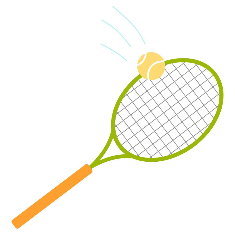 bunt Tennis Schläger mit Ball isoliert Vektor Illustration auf Weiß Hintergrund. Sport Konzept. Aktivität Lebensstil