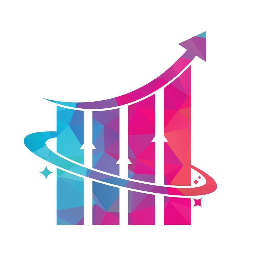 Planet Statistiken Vektor Logo Design Vorlage. Welt Finanzen Logo Design Konzept. Welt Statistiken Logo.