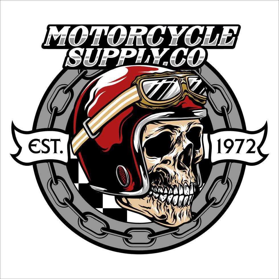 skalle bär klassisk motorcykel emblem vektor illustration