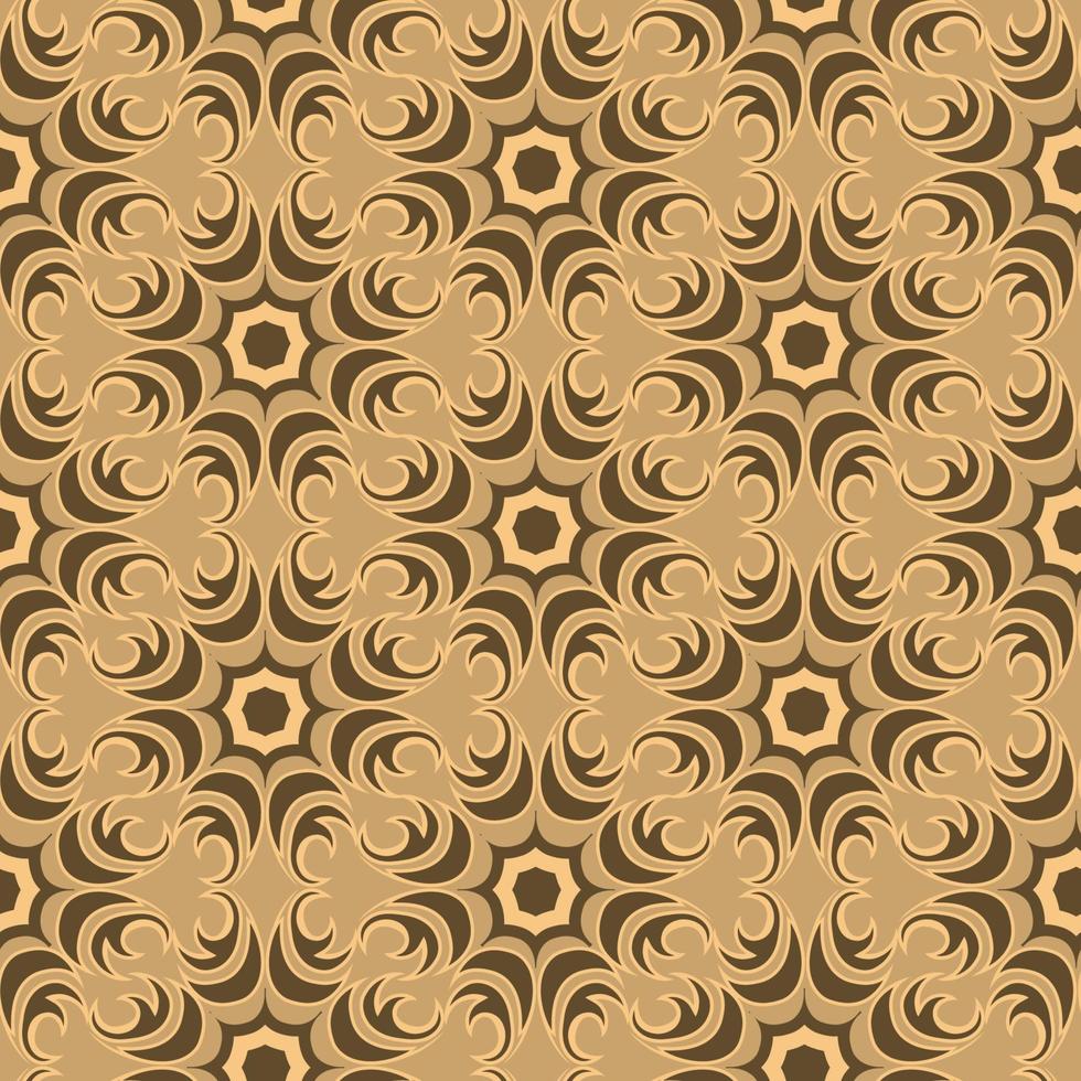 sömlös vektor konsistens av blommiga och abstrakta runda form träsk färgelement på brun bakgrund.