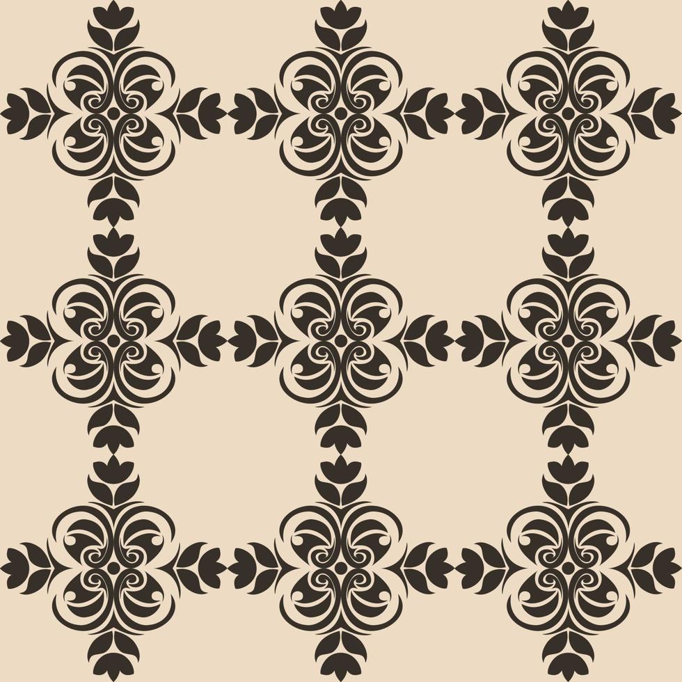 sömlösa mönster av abstrakta element eller fjärilar och blad med svarta blommor på en brun bakgrund. vektor