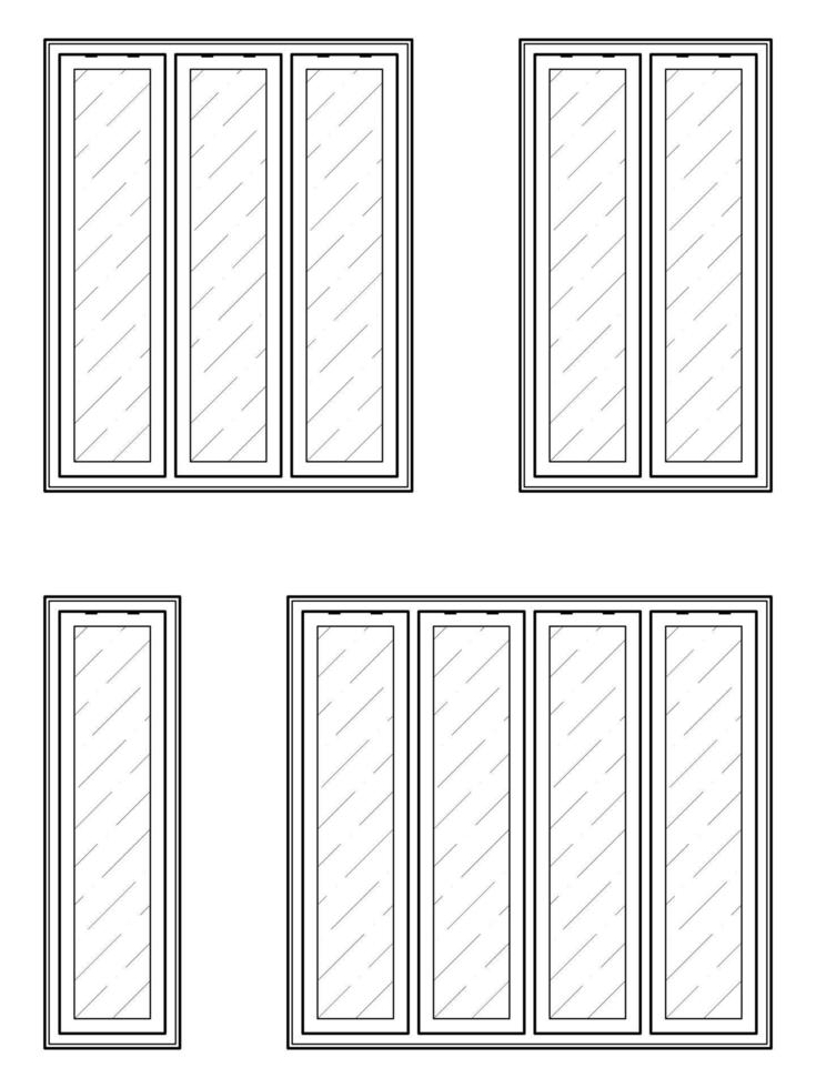 fönster uppsättning grafisk svart vit isolerat skiss illustration vektor