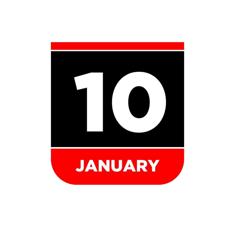 10 januari vektor kalender vektor ikon. 10 jan kort.