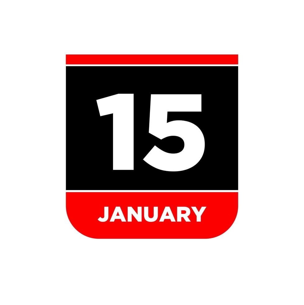 15 januari vektor kalender vektor ikon. 15 jan kort.