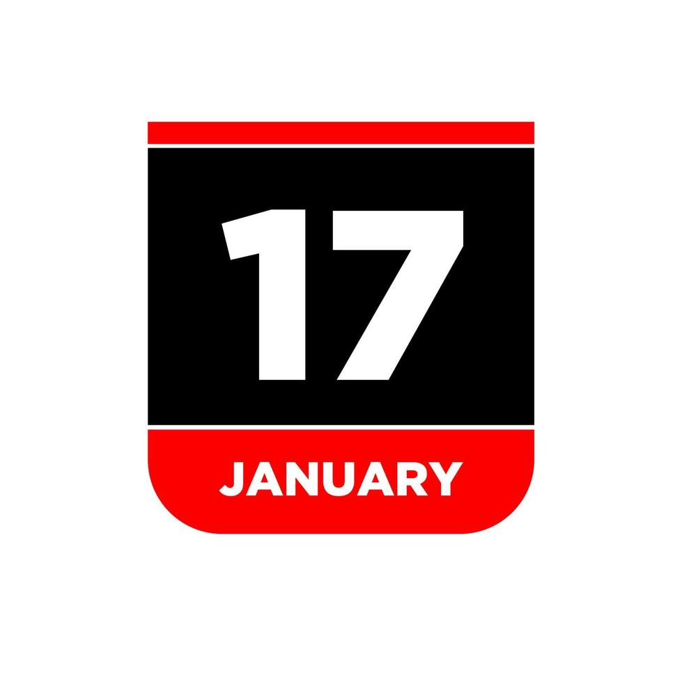 17:e januari vektor kalender sida. 17 jan ikon.