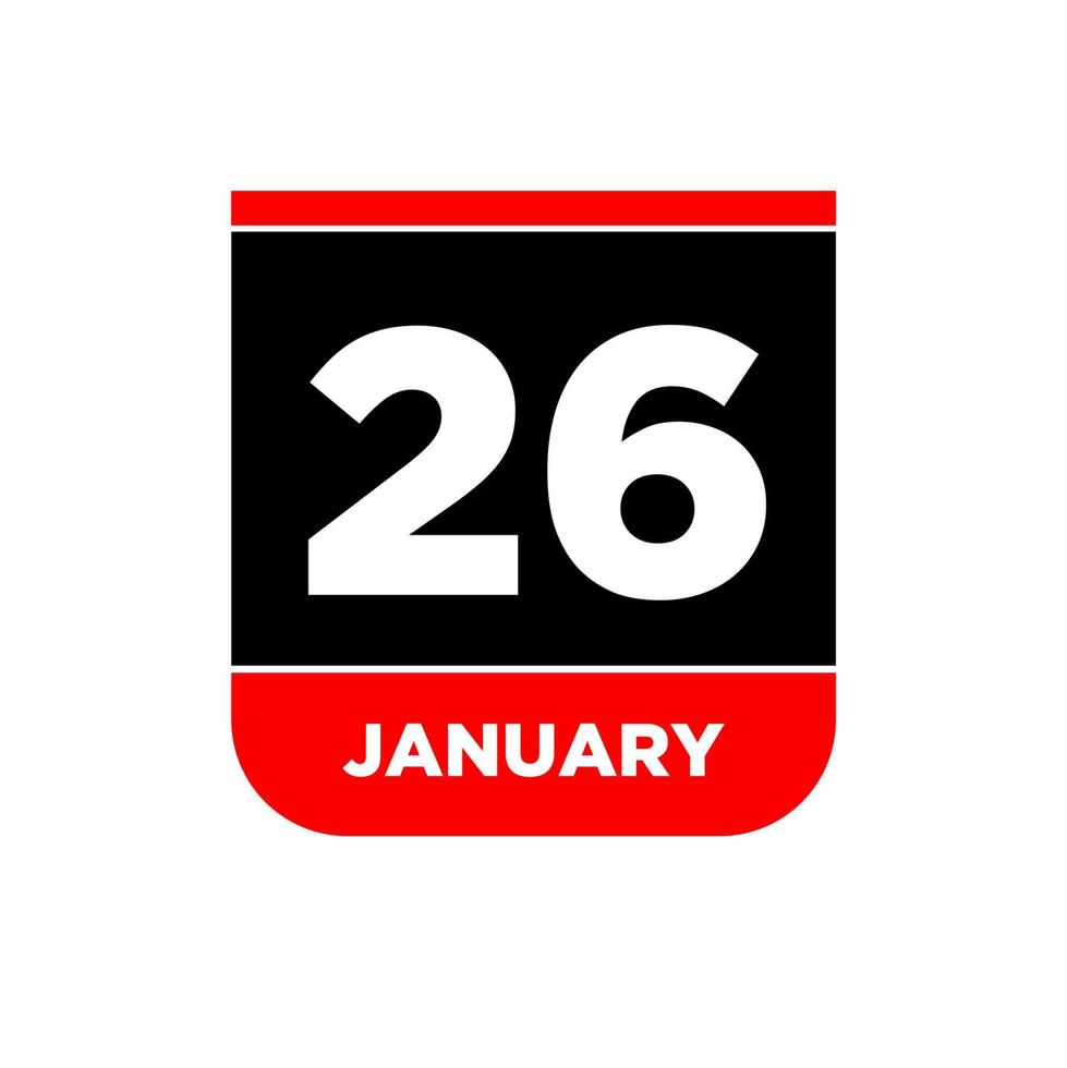 26: e januari vektor kalender sida. 26 jan ikon.