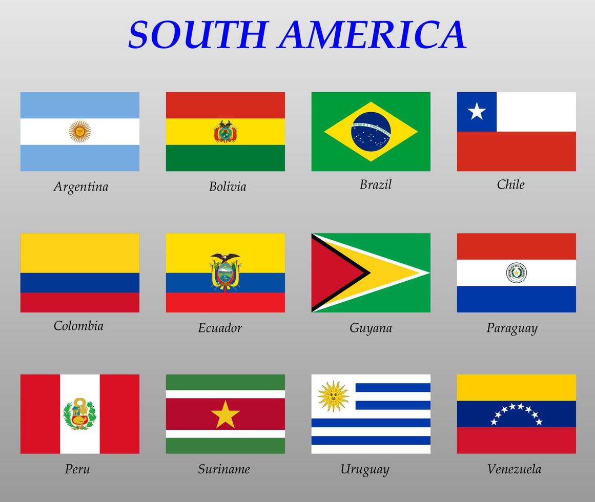 uppsättning av Allt flaggor av söder Amerika vektor