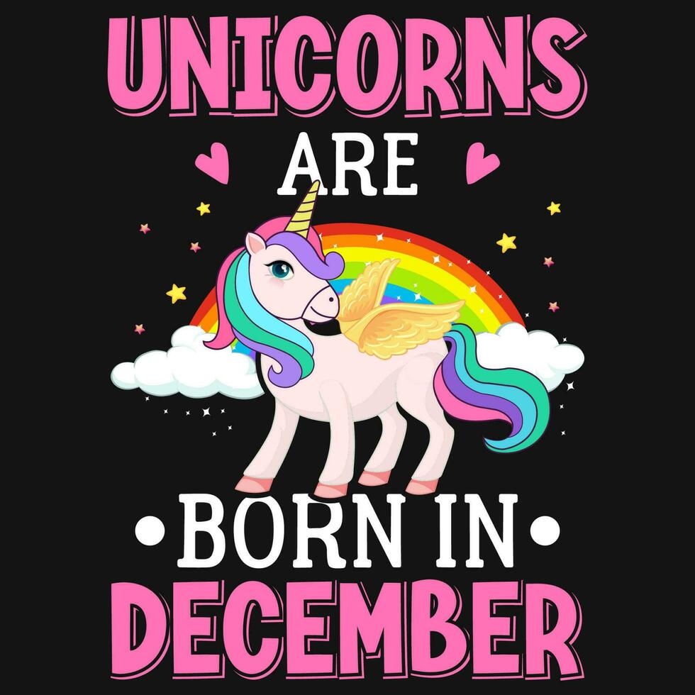 unicorns är född i december födelsedag tshirt design vektor