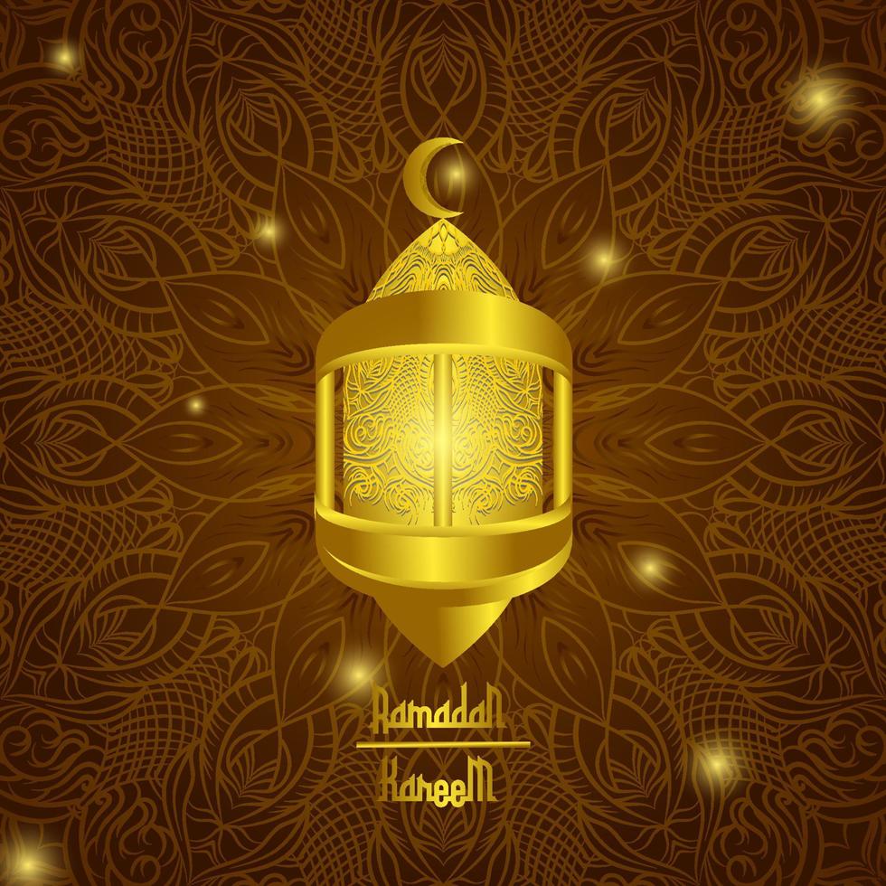 Ramadan Laterne Gold Stil Vektor Illustration