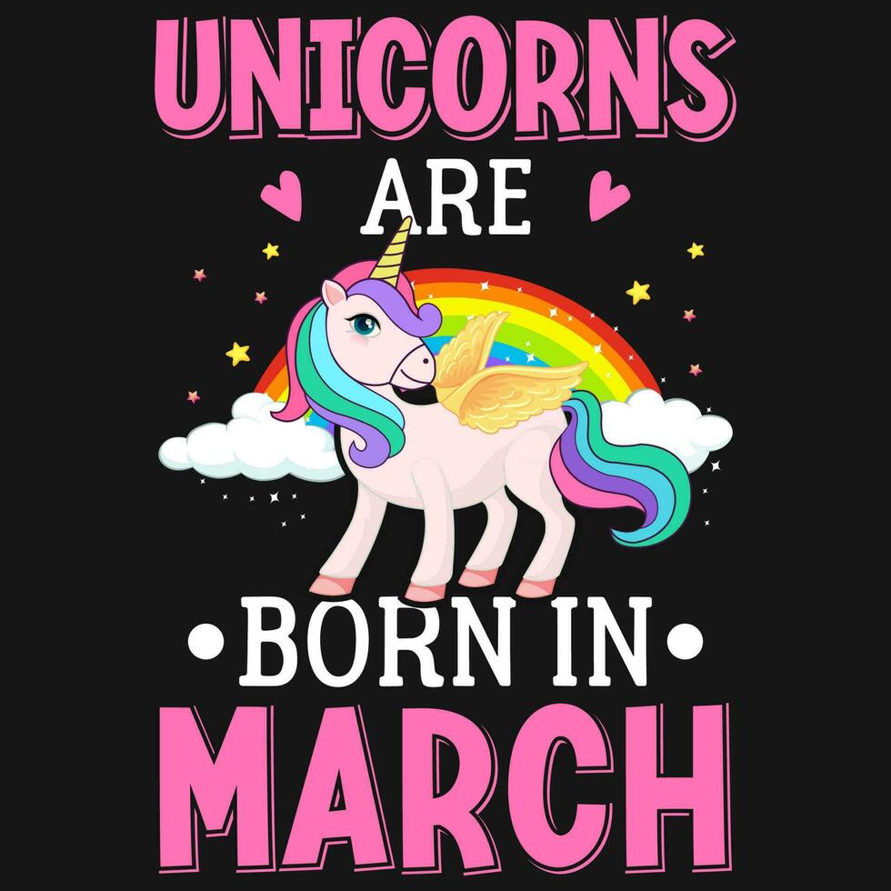 unicorns är född i Mars födelsedag tshirt design vektor