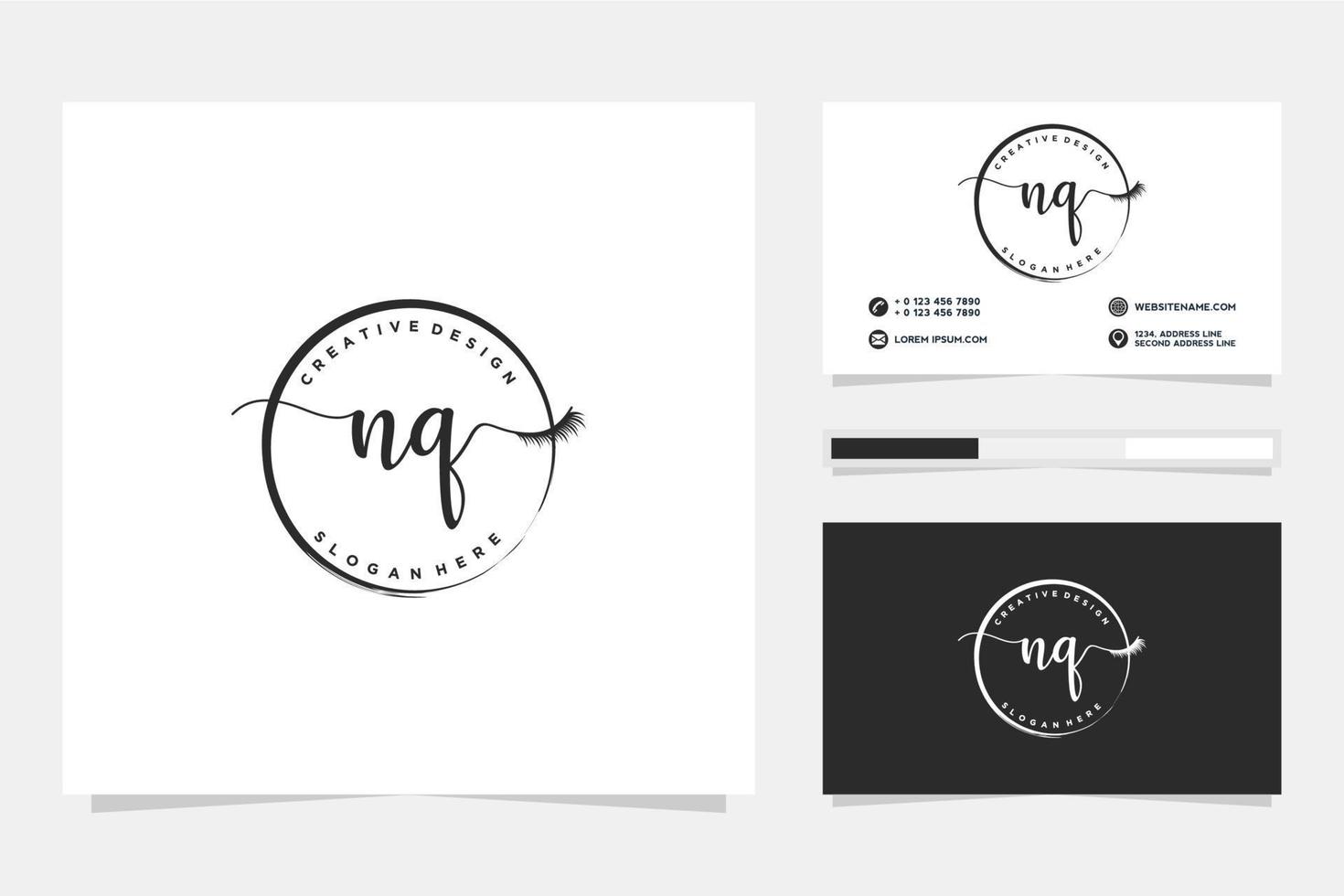 första nq feminin logotyp samlingar och företag kort mall premie vektor