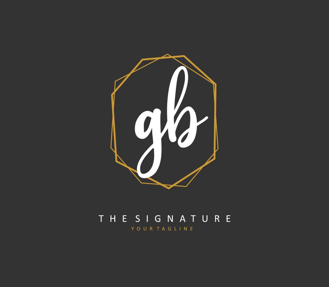 g b gb första brev handstil och signatur logotyp. en begrepp handstil första logotyp med mall element. vektor