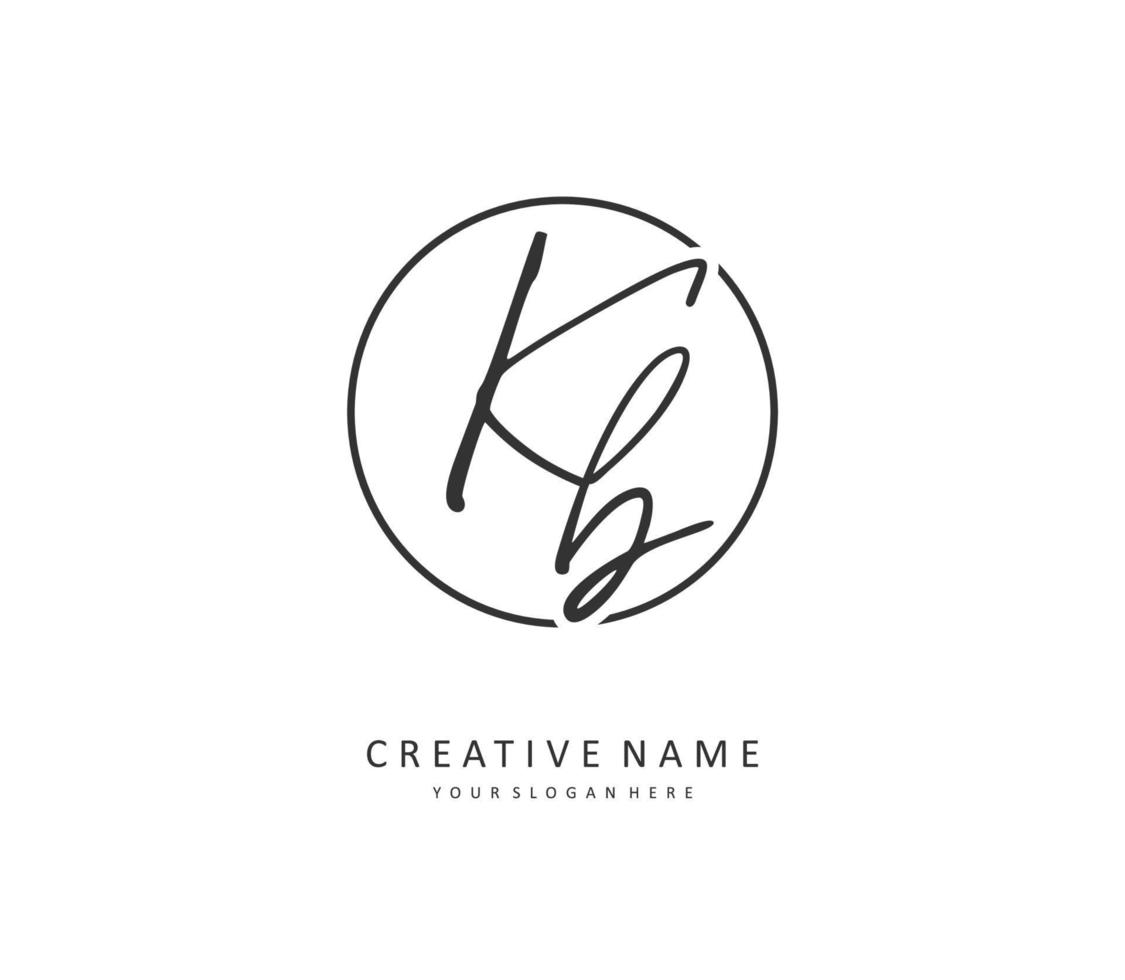 k b kb första brev handstil och signatur logotyp. en begrepp handstil första logotyp med mall element. vektor