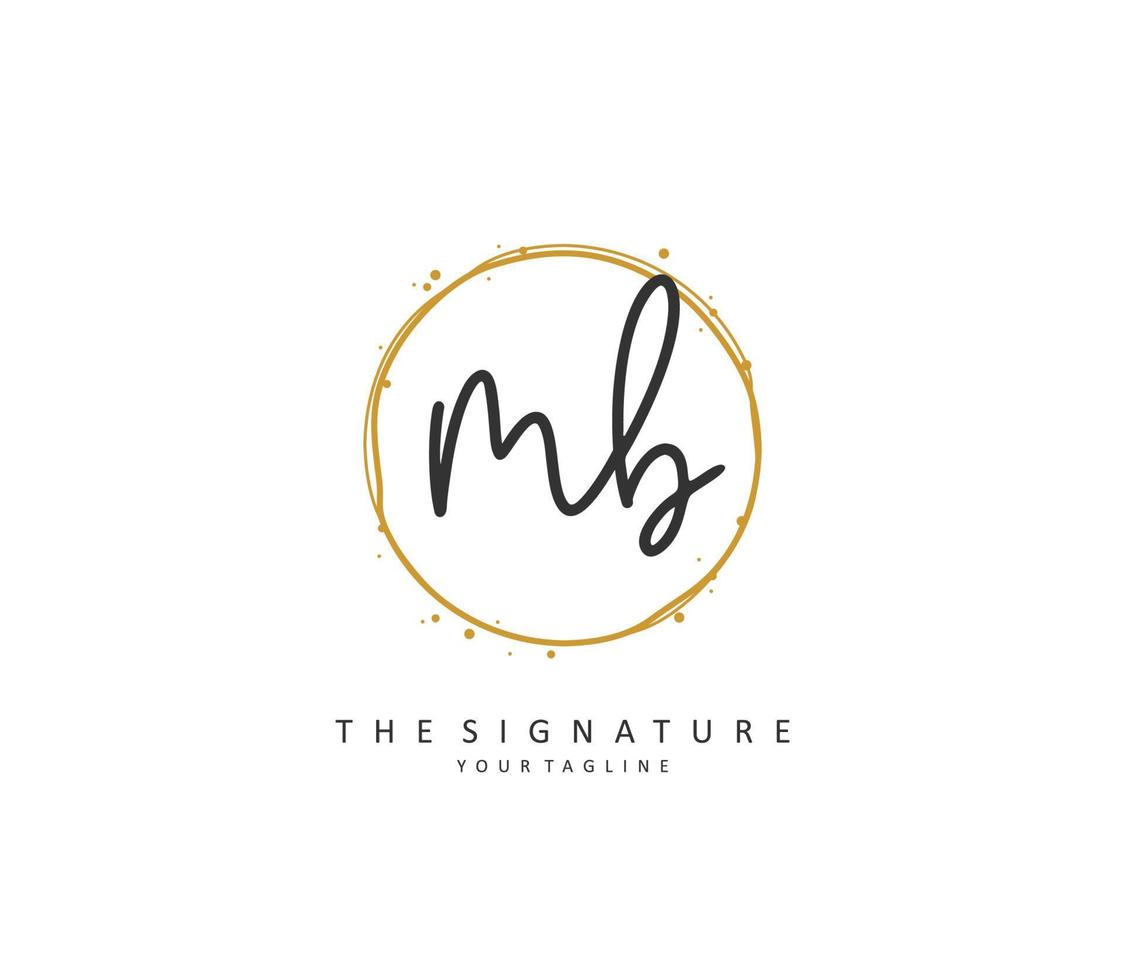 m b mb första brev handstil och signatur logotyp. en begrepp handstil första logotyp med mall element. vektor