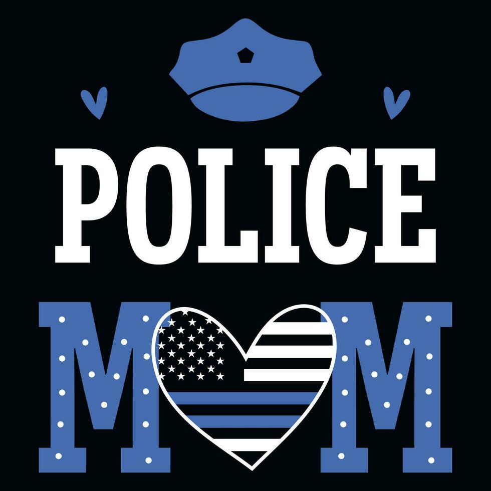 Polizei Mama Typografie T-Shirt Design vektor