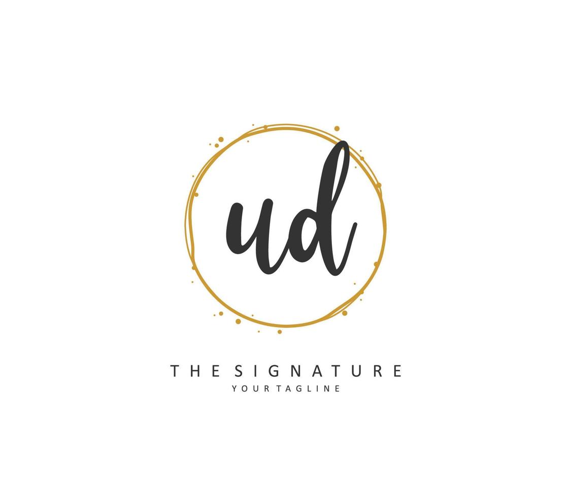 ud Initiale Brief Handschrift und Unterschrift Logo. ein Konzept Handschrift Initiale Logo mit Vorlage Element. vektor