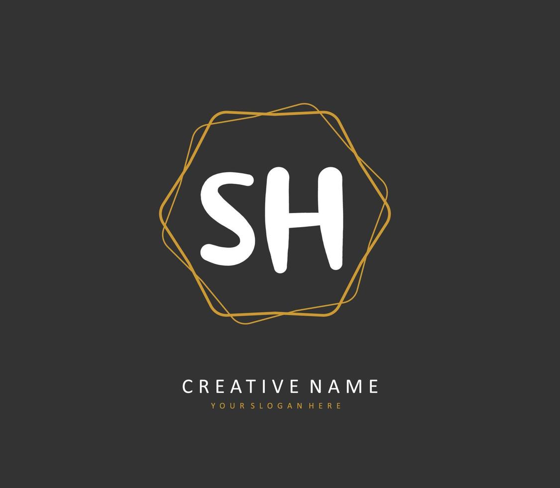 s h sh första brev handstil och signatur logotyp. en begrepp handstil första logotyp med mall element. vektor