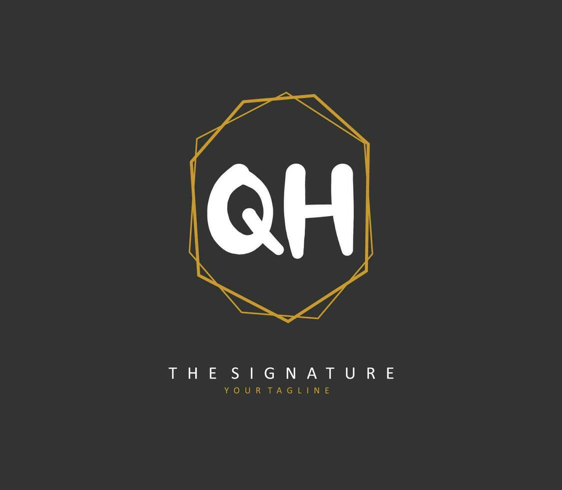 q h qh Initiale Brief Handschrift und Unterschrift Logo. ein Konzept Handschrift Initiale Logo mit Vorlage Element. vektor