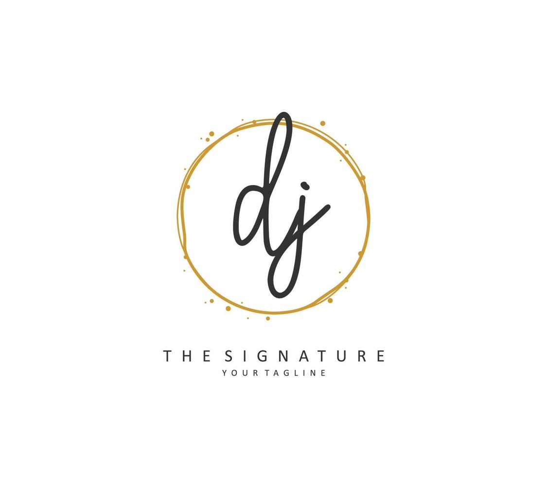 dj första brev handstil och signatur logotyp. en begrepp handstil första logotyp med mall element. vektor