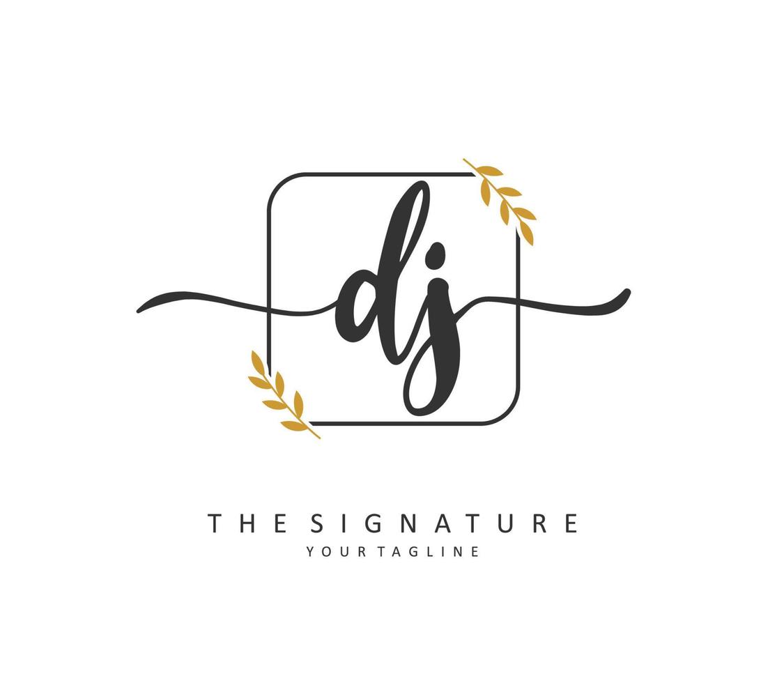 dj Initiale Brief Handschrift und Unterschrift Logo. ein Konzept Handschrift Initiale Logo mit Vorlage Element. vektor