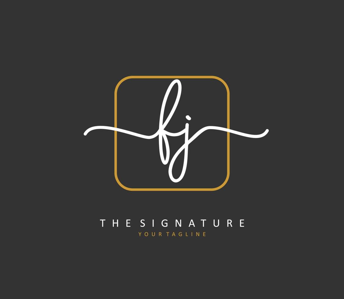 fj första brev handstil och signatur logotyp. en begrepp handstil första logotyp med mall element. vektor