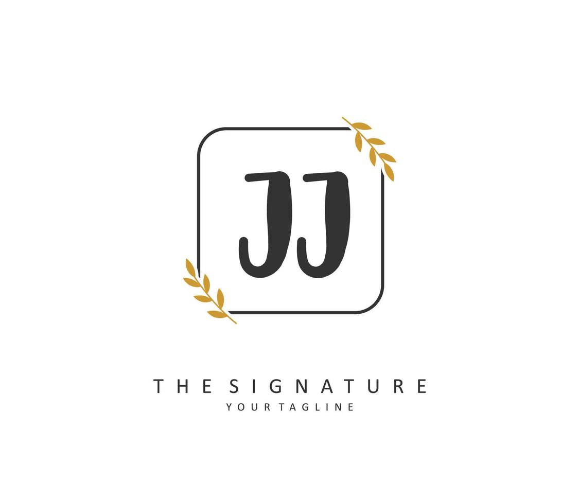 jj första brev handstil och signatur logotyp. en begrepp handstil första logotyp med mall element. vektor